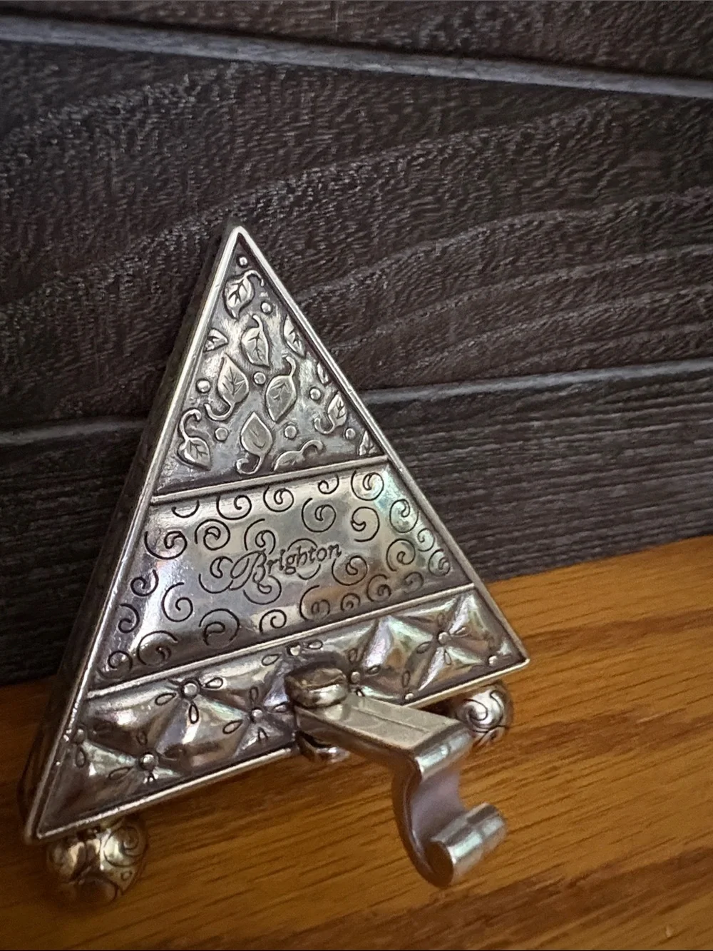Vintage Brighton Triangular Silver Accent Table Clock - Metallic Silver